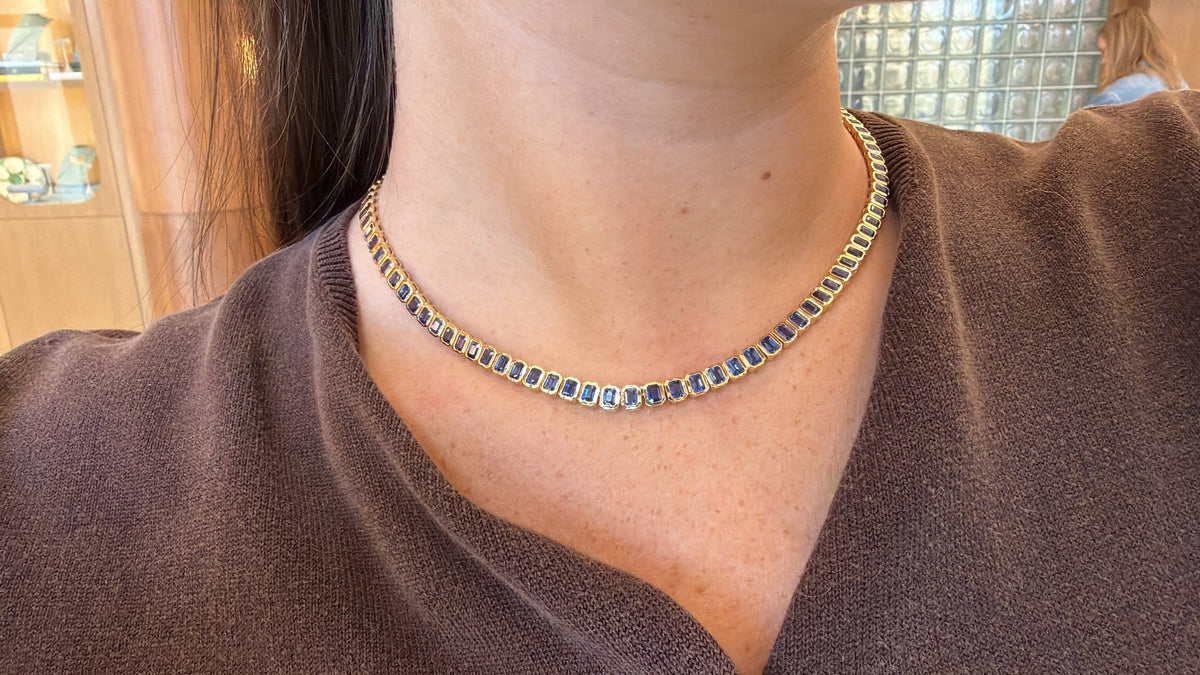 Blue Sapphire Tennis Necklace – Henri Noël
