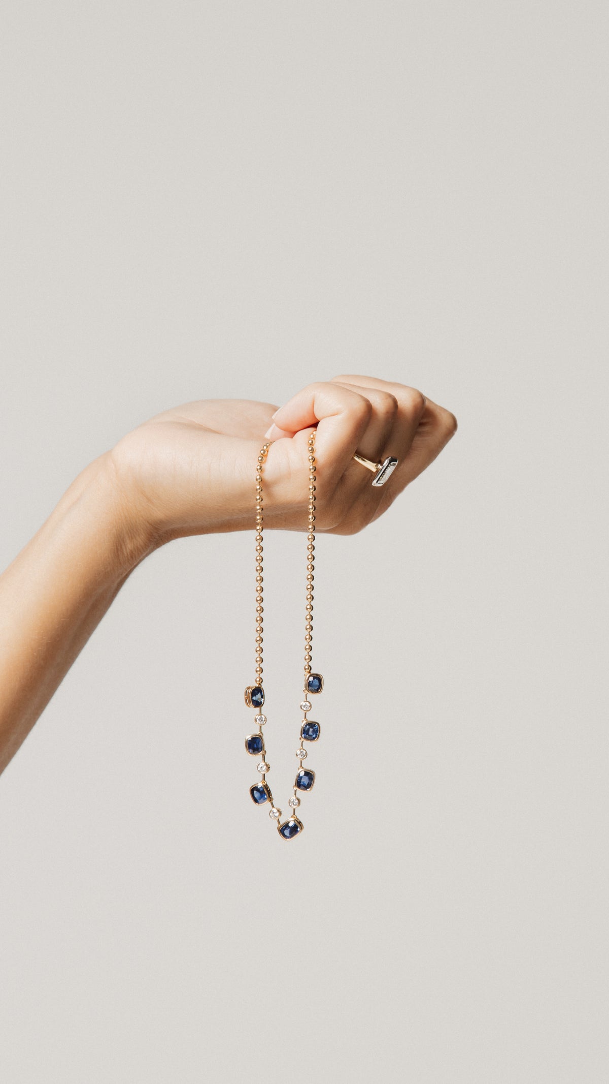 Blue Sapphire and Diamond Bezel Necklace – Henri Noël