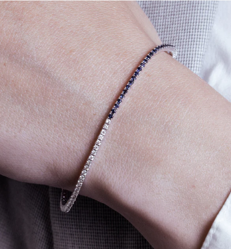 Blue Sapphire and Diamond Tennis Bracelet – Henri Noël