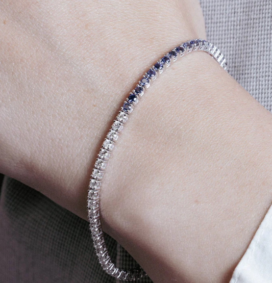 Blue Sapphire and Diamond Tennis Bracelet – Henri Noël