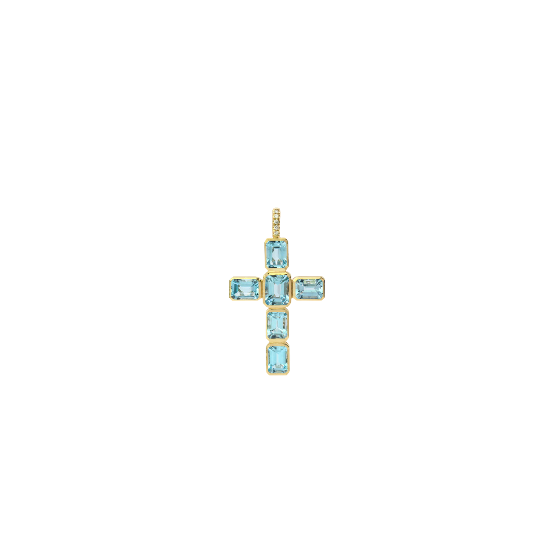 Blue Topaz Cross Pendant – Henri Noël