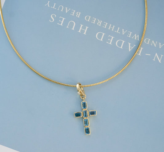 Blue Topaz Cross Pendant – Henri Noël