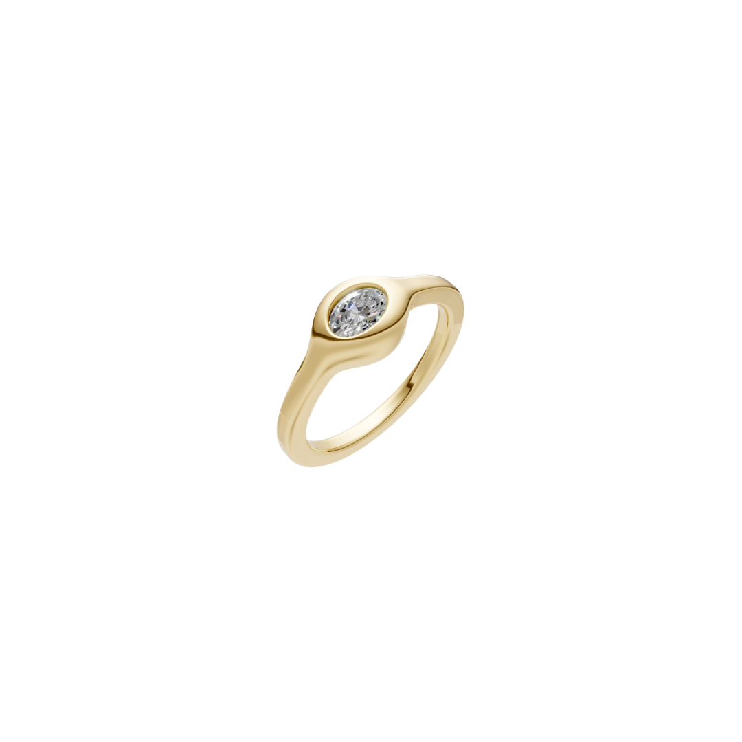Bubble Bezel Oval Diamond Ring
