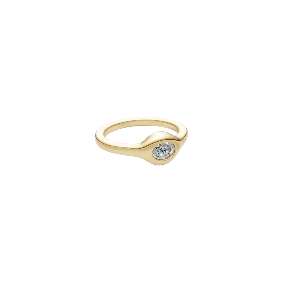 Bubble Bezel Oval Diamond Ring