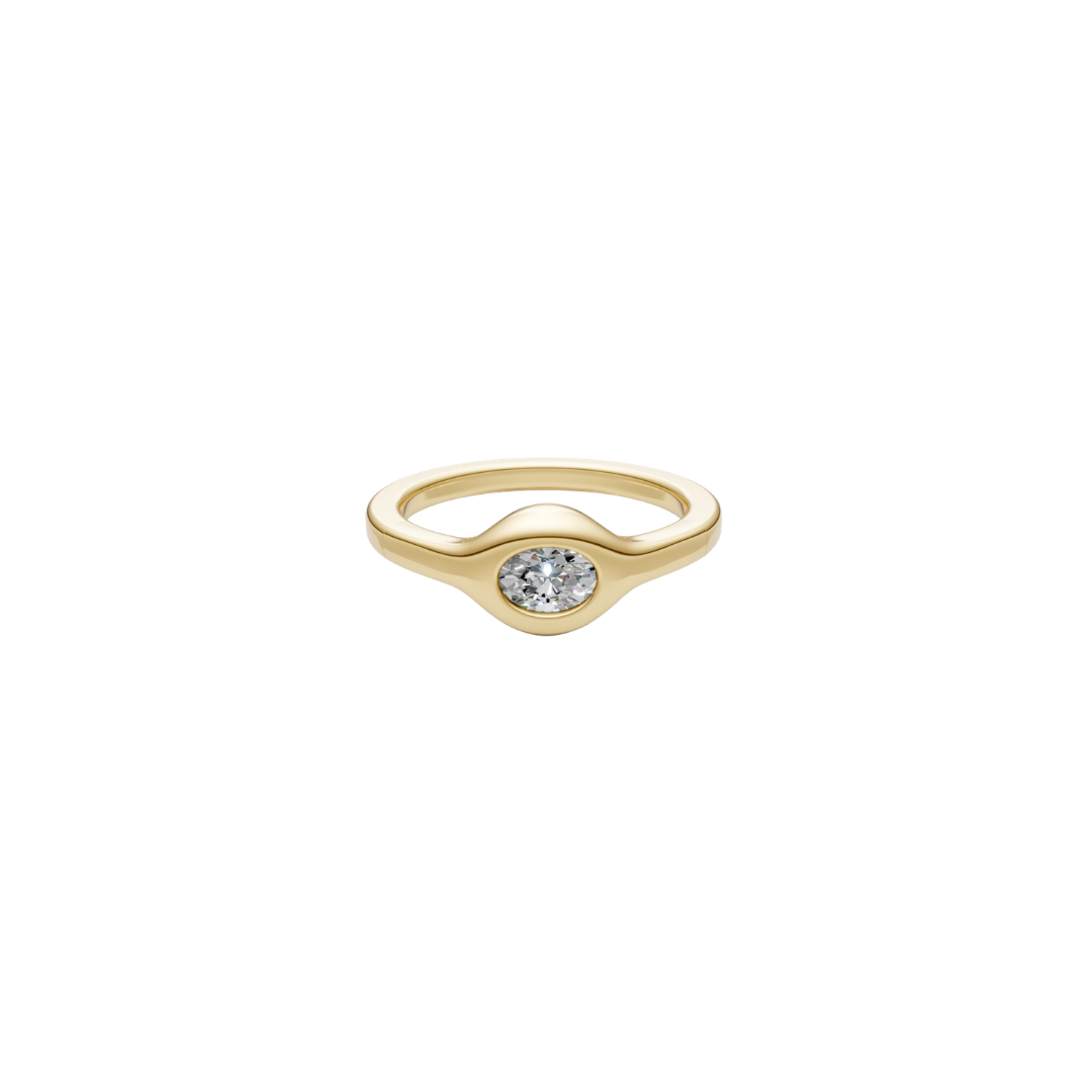 Bubble Bezel Oval Diamond Ring