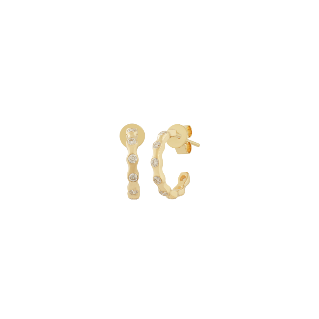 Bubble Diamond Open Hoops