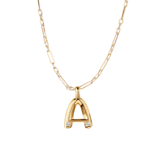 Bubble Diamond Initial Necklace - Large – Henri Noël