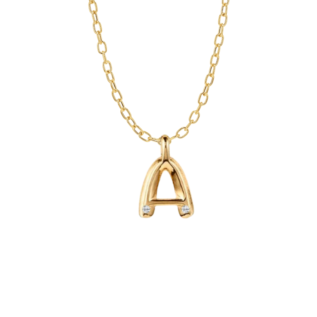 Bubble Diamond Initial Necklace - Large – Henri Noël