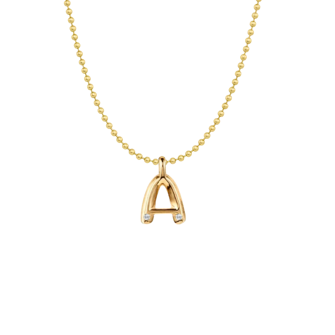 Bubble Diamond Initial Necklace - Small – Henri Noël