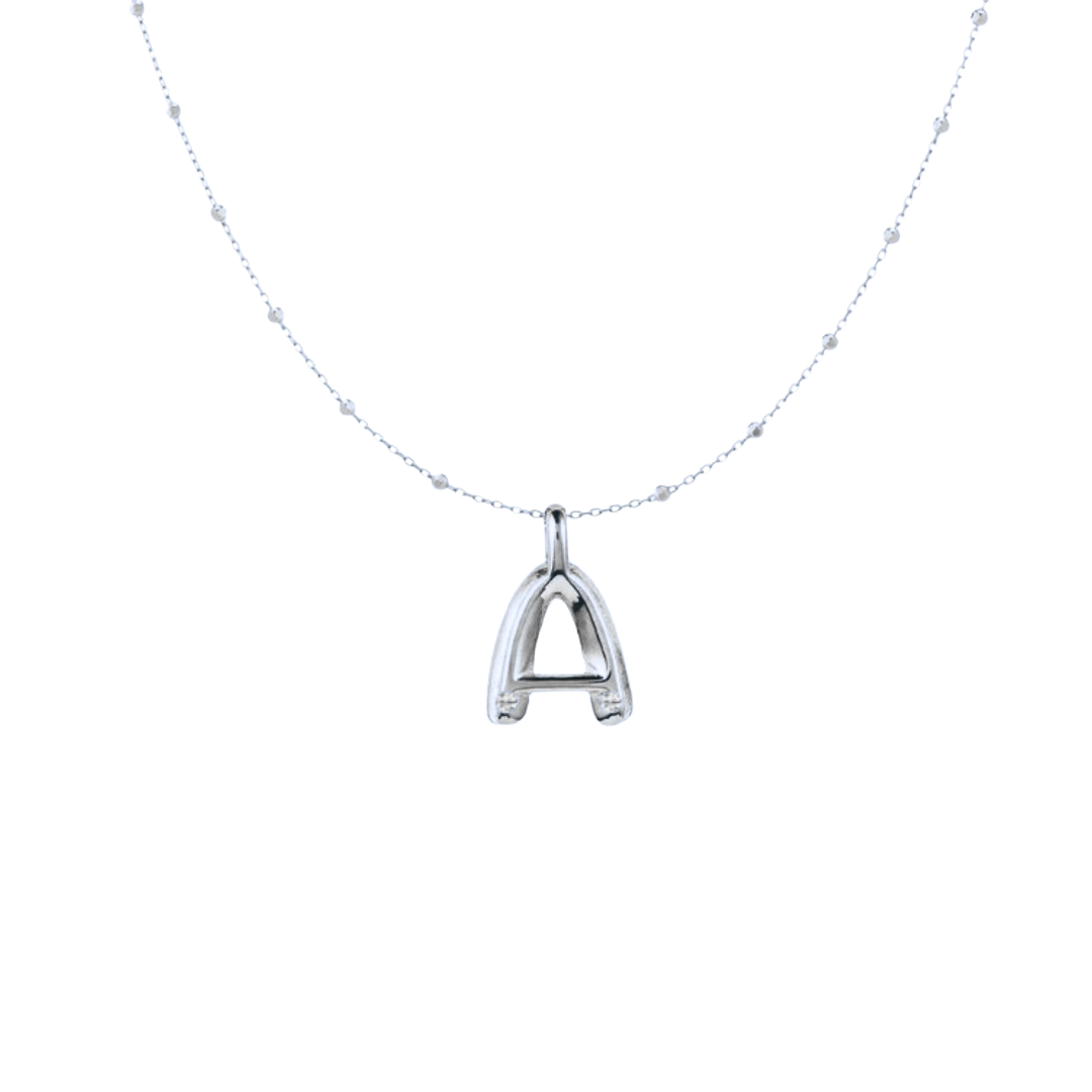 Bubble Diamond Initial Necklace - Small / White Gold – Henri Noël