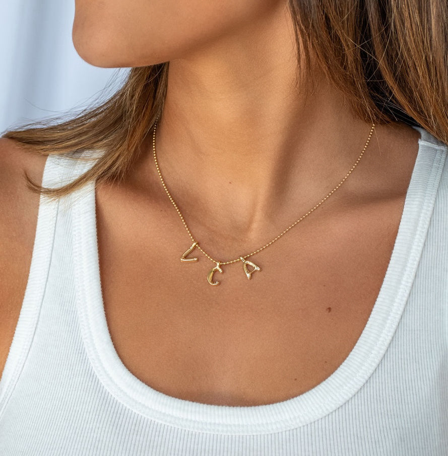 Bubble Diamond Initial Necklace - Small / White Gold – Henri Noël