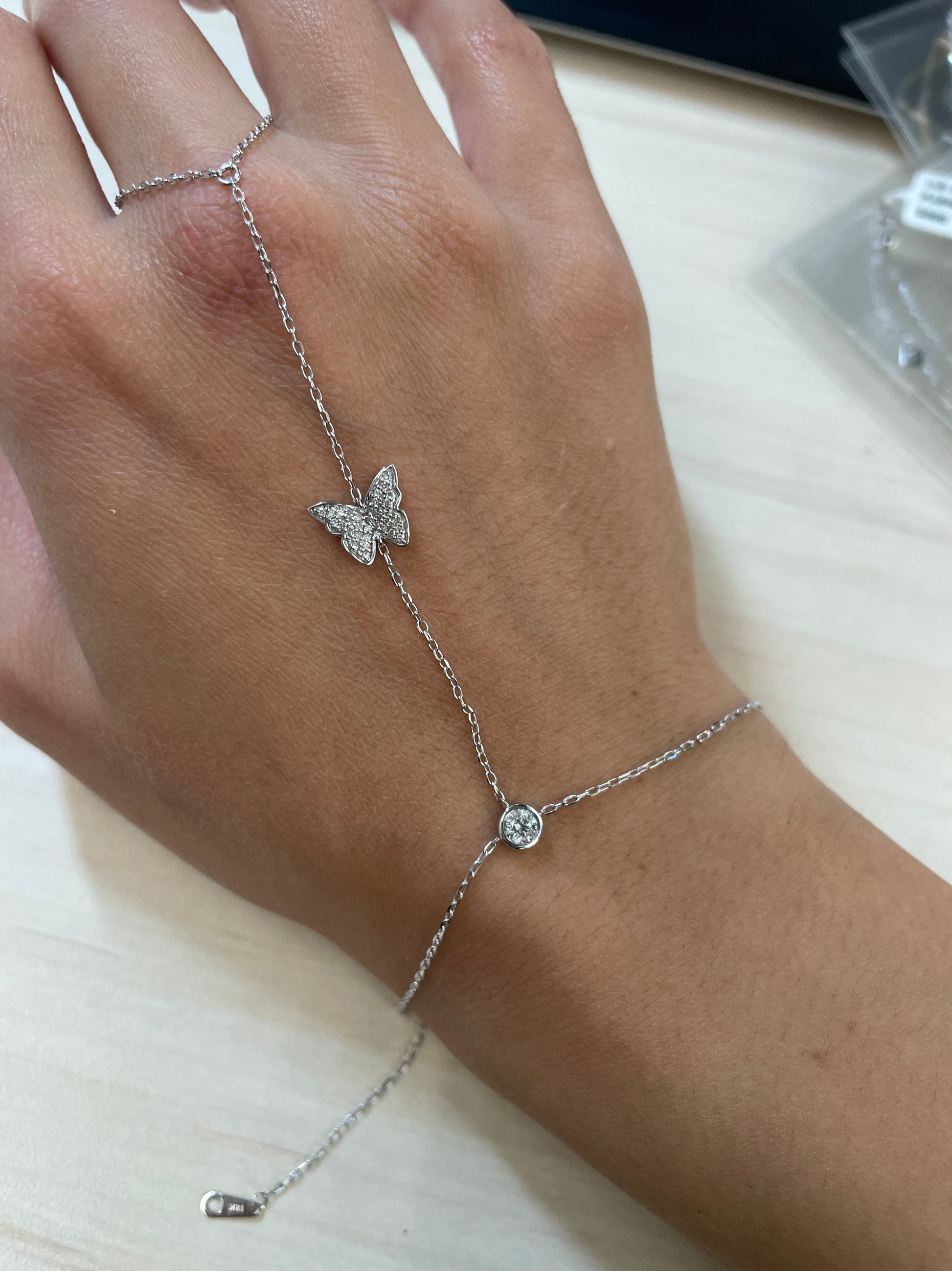 Butterfly and Diamond Hand Chain – Henri Noël