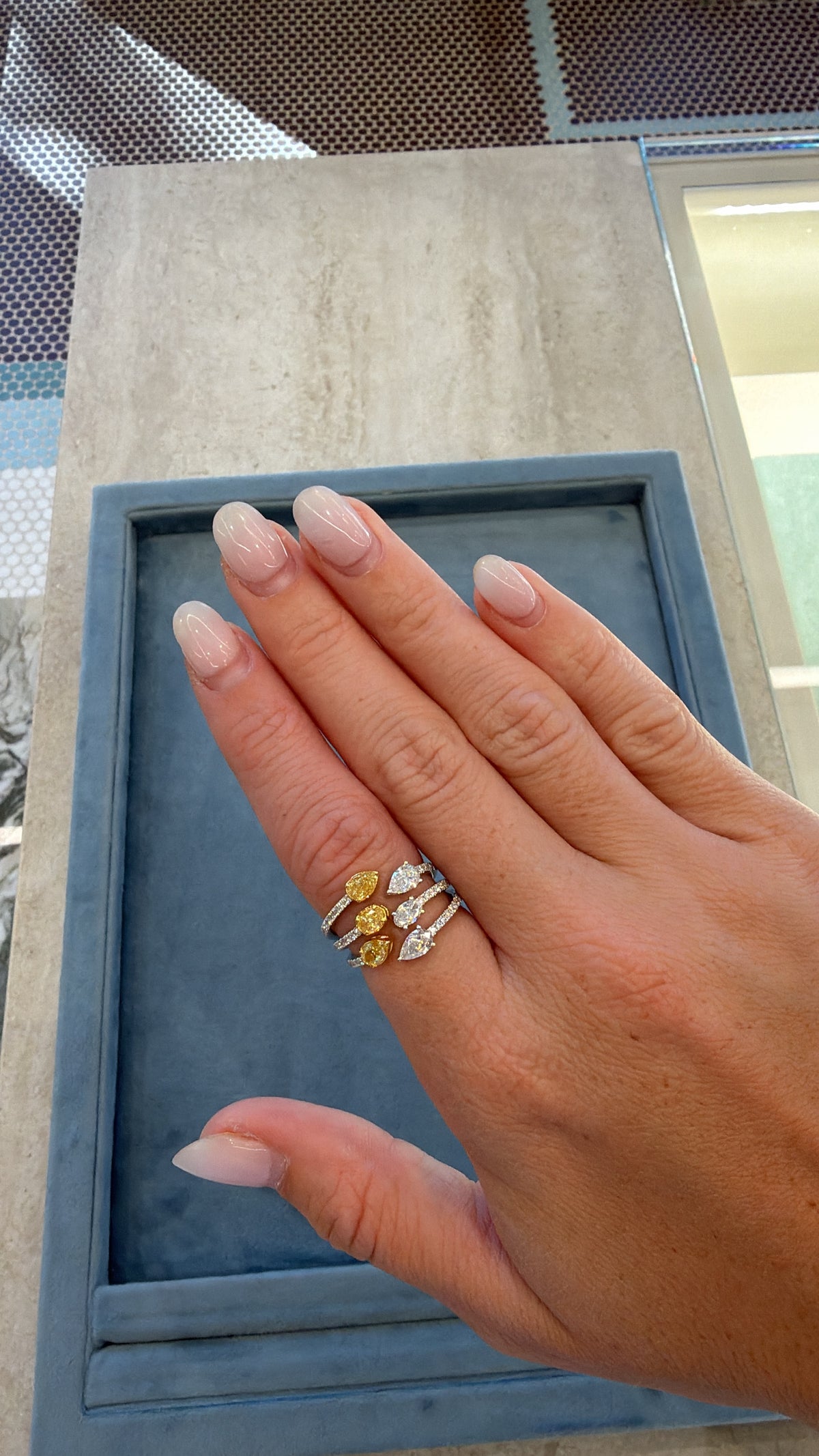 Yellow & White Diamond Cuff Ring