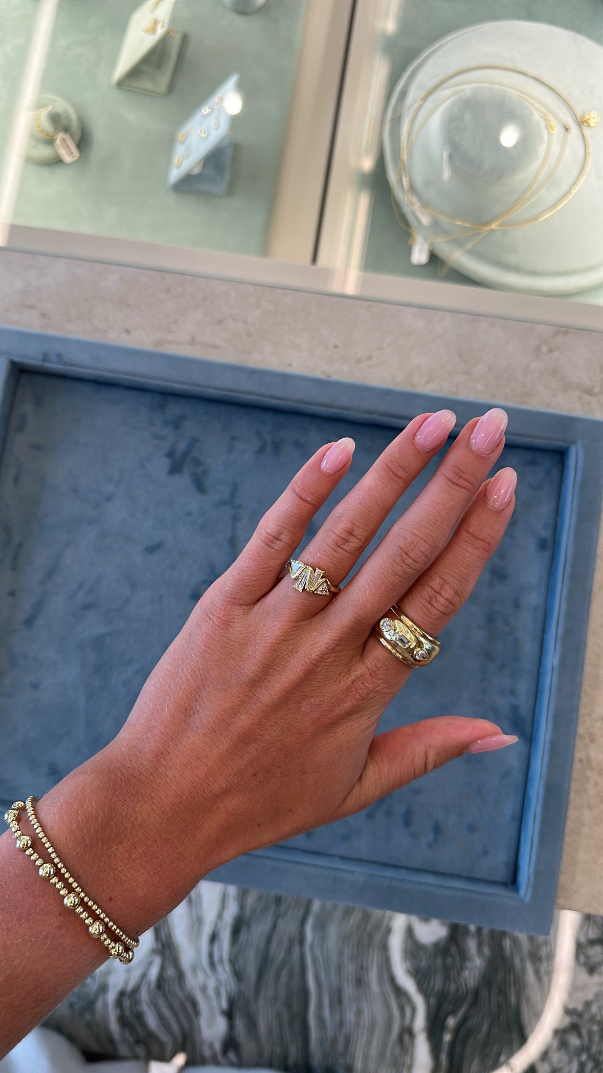 Trillion & Baguette Cut Diamond Wave Ring