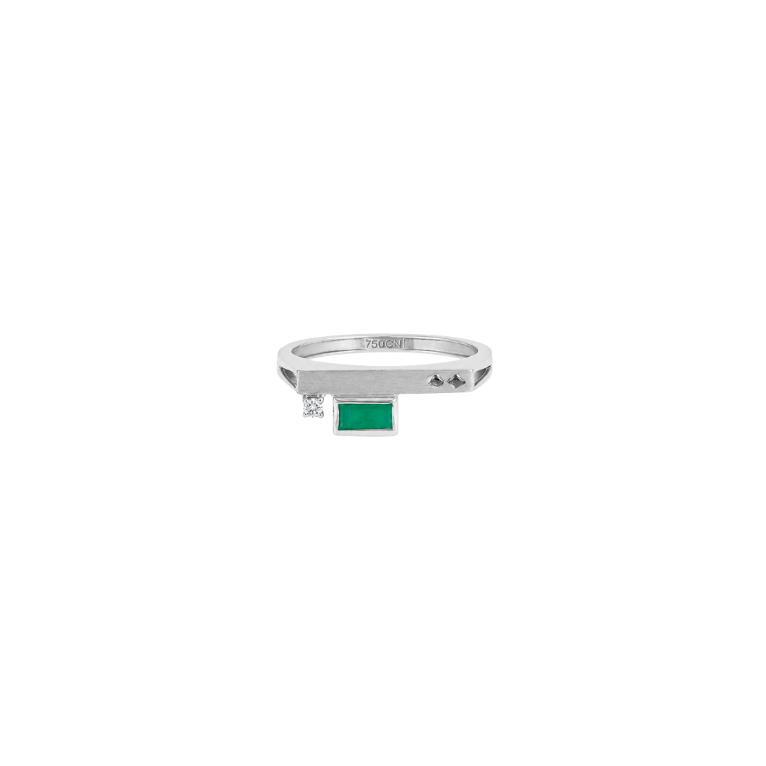 Carolina Neves- Geometric Emerald and Diamond Ring – Henri Noël