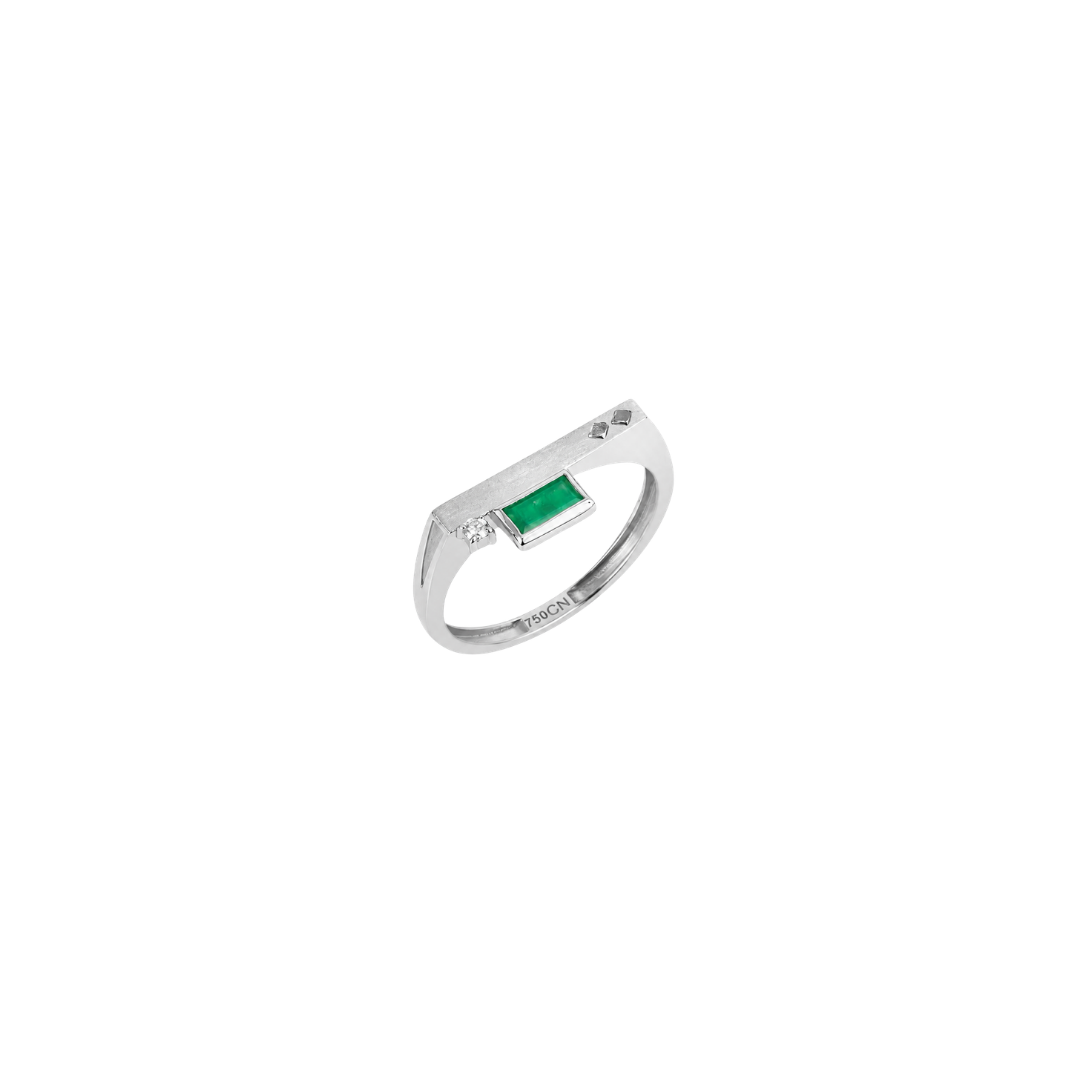 Carolina Neves- Geometric Emerald and Diamond Ring – Henri Noël