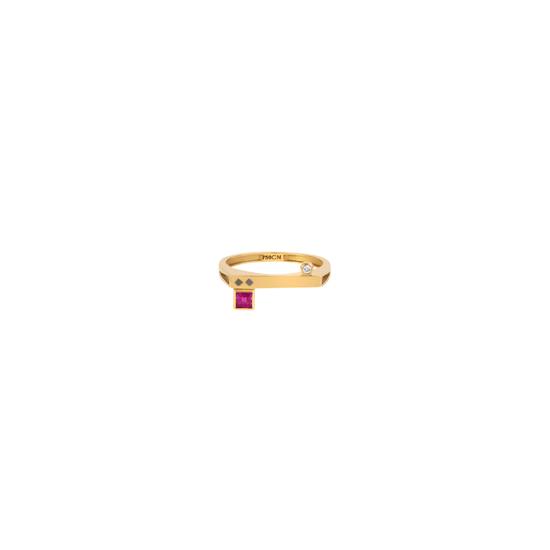 Carolina Neves- Geometric Ruby and Diamond Ring – Henri Noël