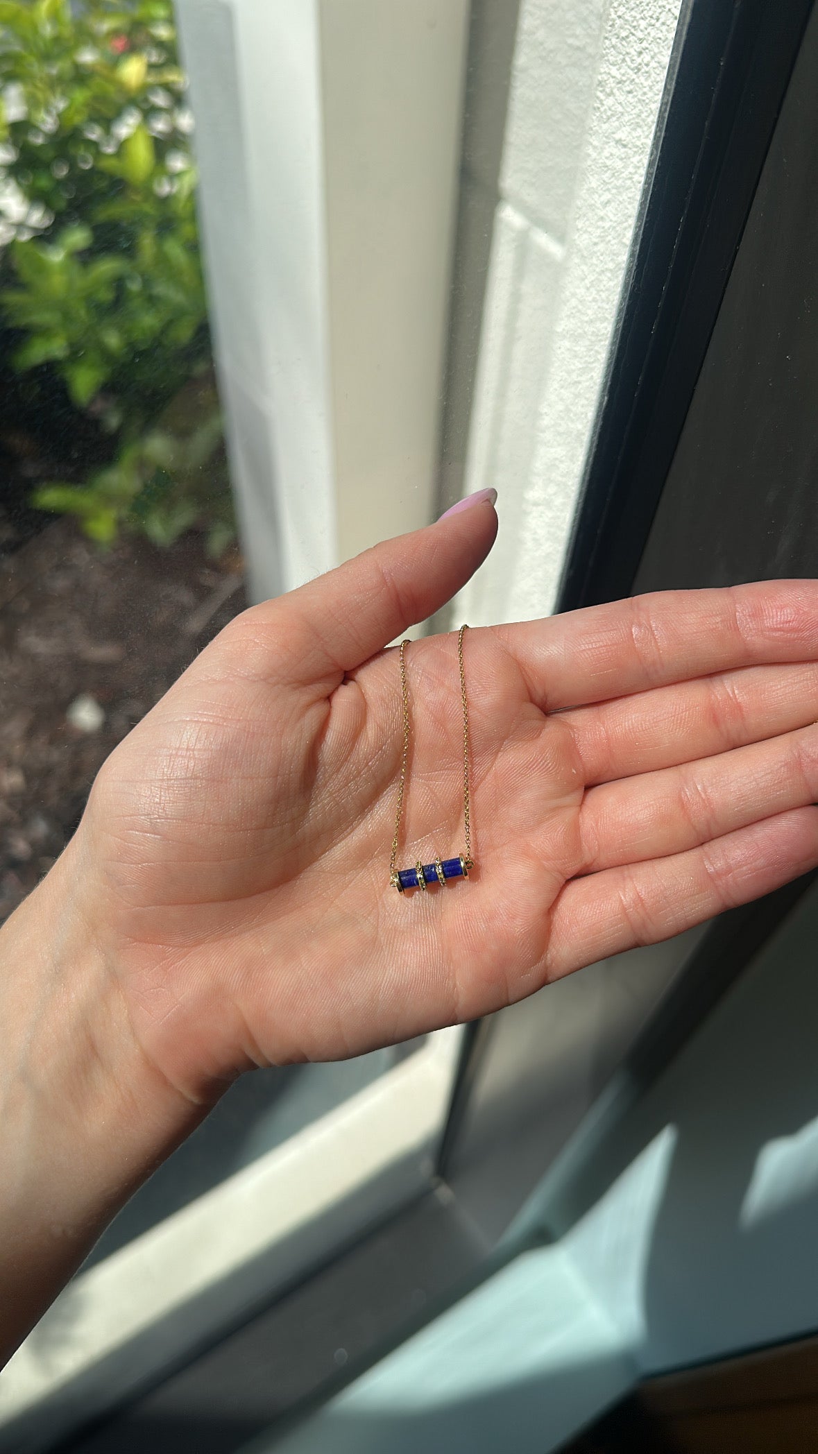 Carolina Neves- Lapis Lazuli and Diamond Station Necklace – Henri Noël