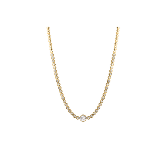 Center Diamond Half Bezel Tennis Necklace – Henri Noël