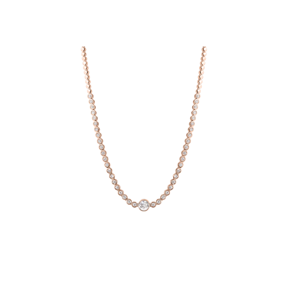 Center Diamond Half Bezel Tennis Necklace – Henri Noël