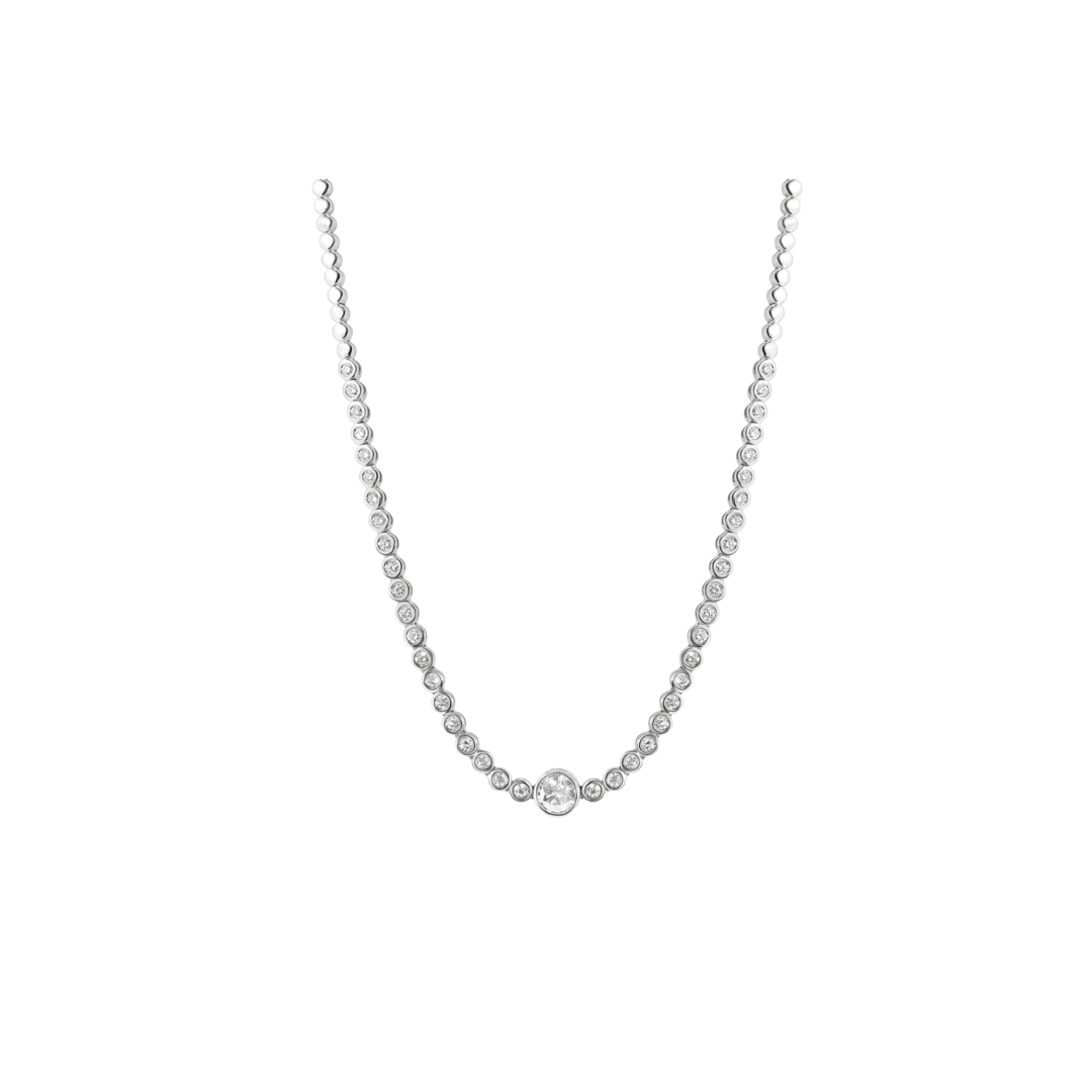 Center Diamond Half Bezel Tennis Necklace – Henri Noël