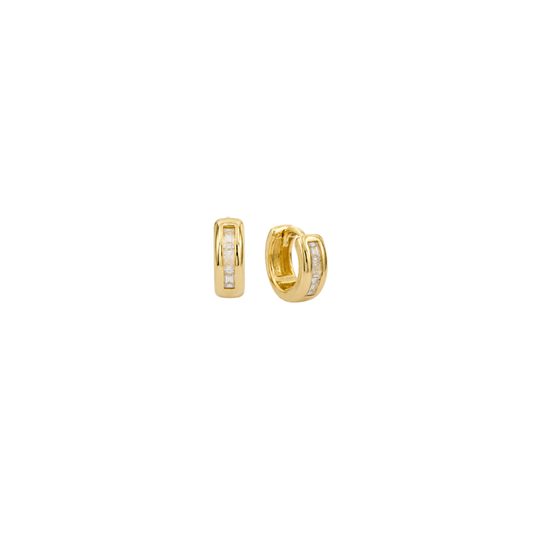 Channel Set Baguette Diamond Huggies – Henri Noël