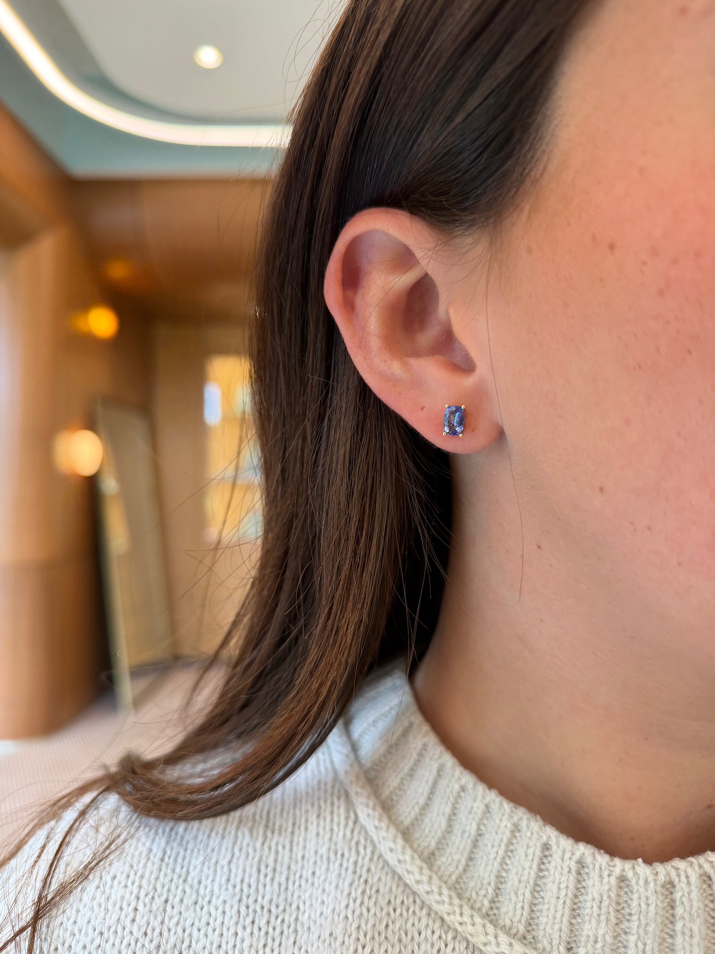 Classic Tanzanite Cushion Studs – Henri Noël