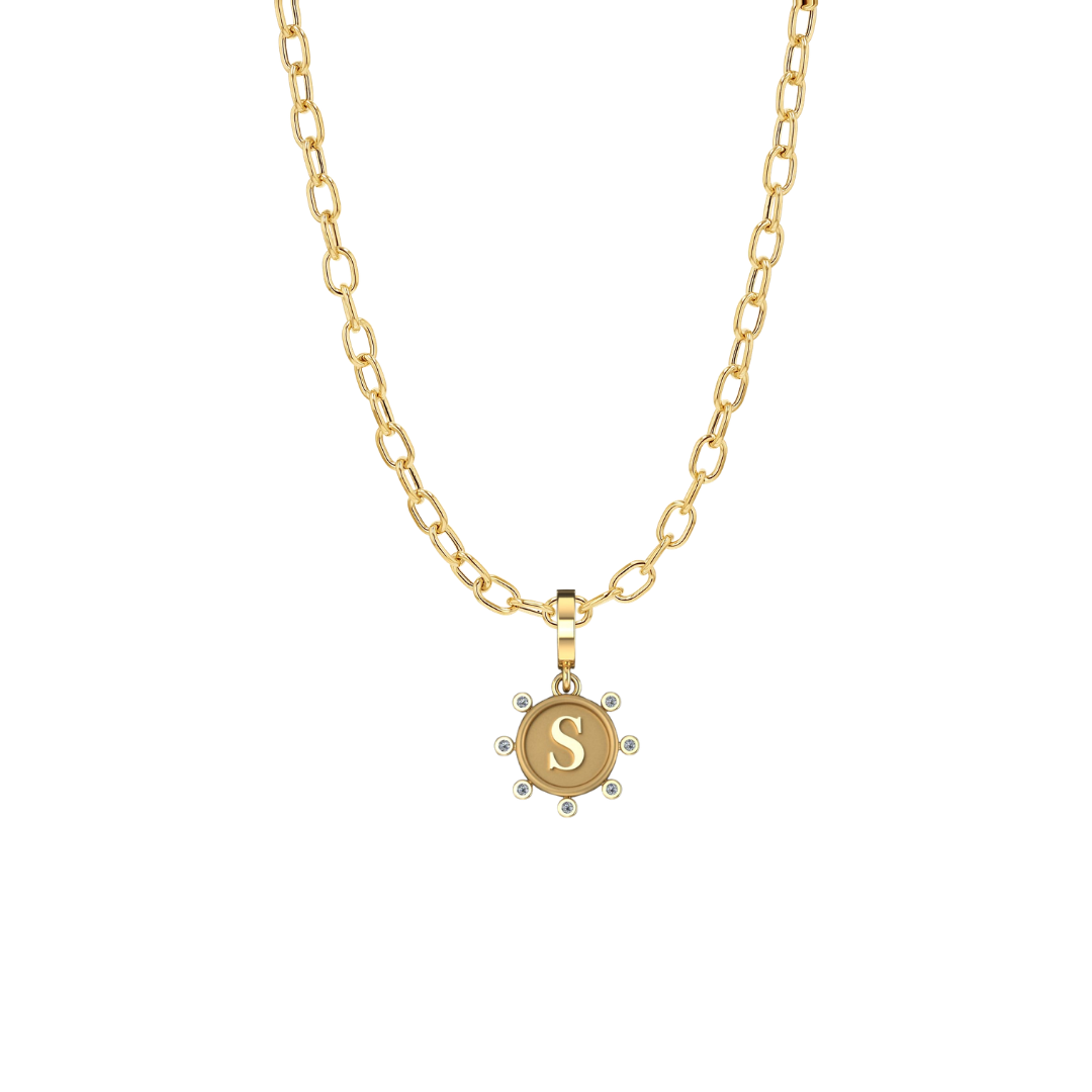 Diamond Sun Initial Charm – Henri Noël