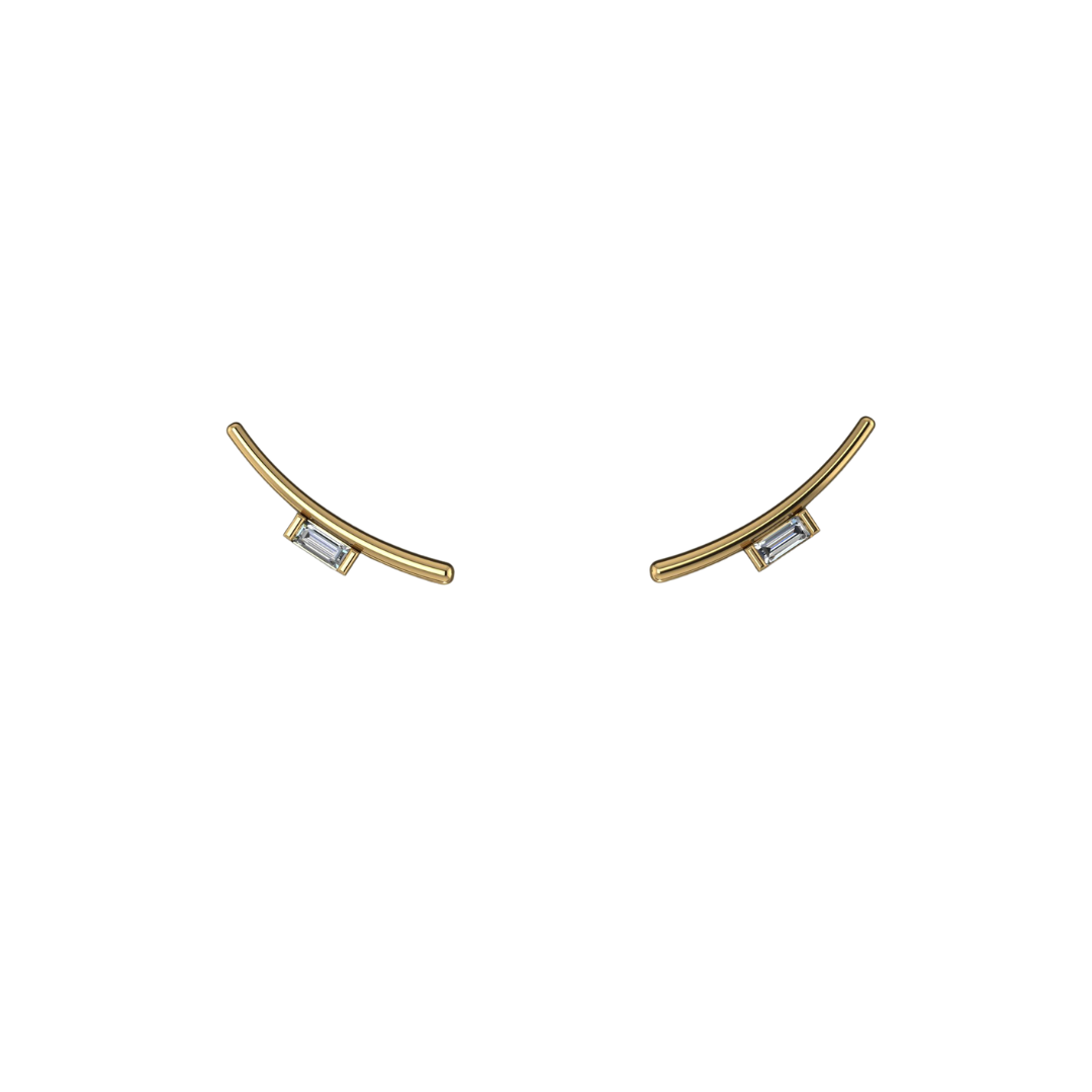 Curved Baguette Studs – Henri Noël