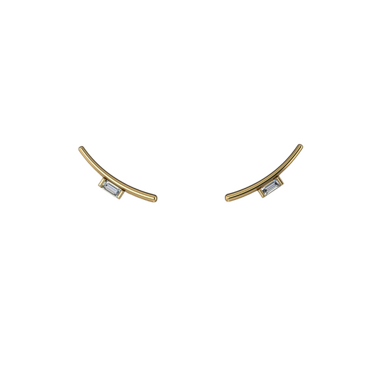 Curved Baguette Studs – Henri Noël