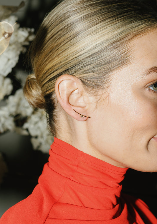 Curved Baguette Studs – Henri Noël