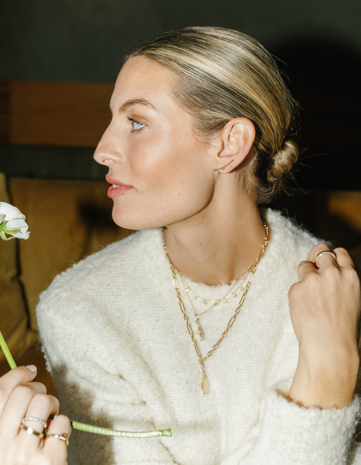 Curved Baguette Studs – Henri Noël