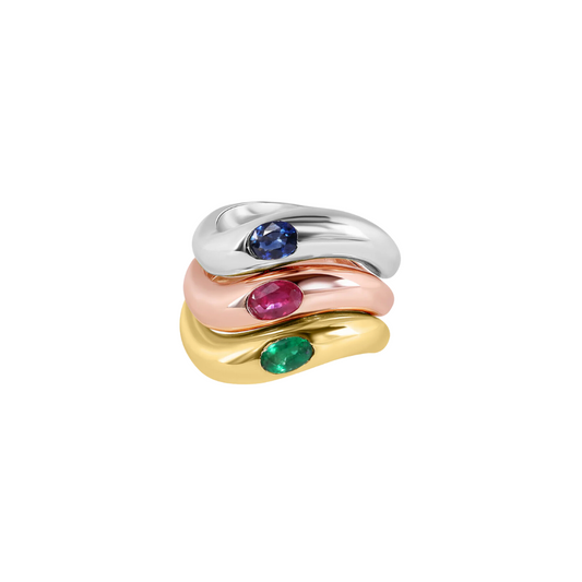 Curved Gemstone Tri-Stacking Ring – Henri Noël