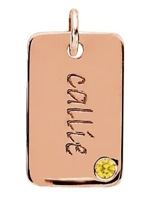 Custom Birthstone Nameplate Necklace – Henri Noël