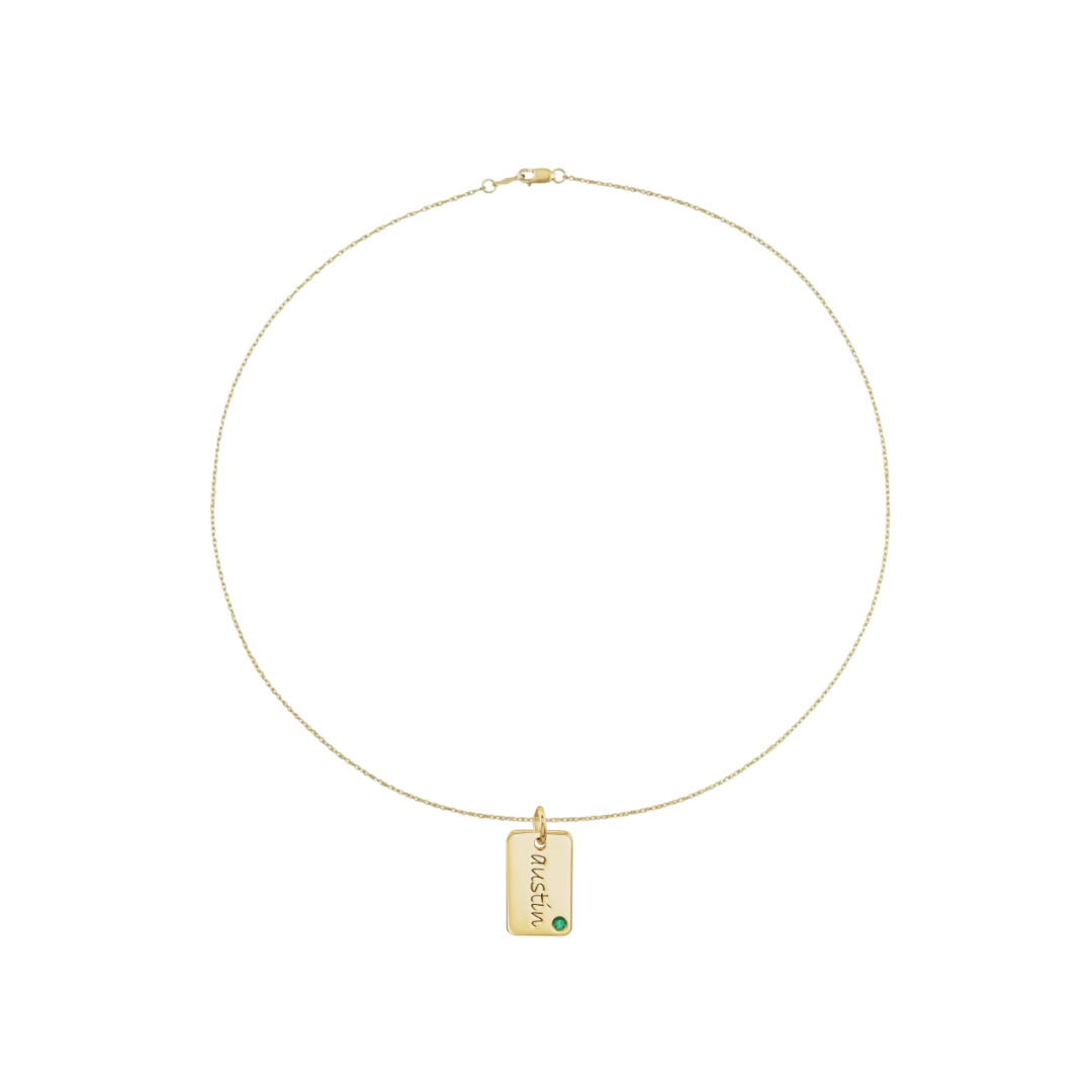 Custom Birthstone Nameplate Necklace – Henri Noël