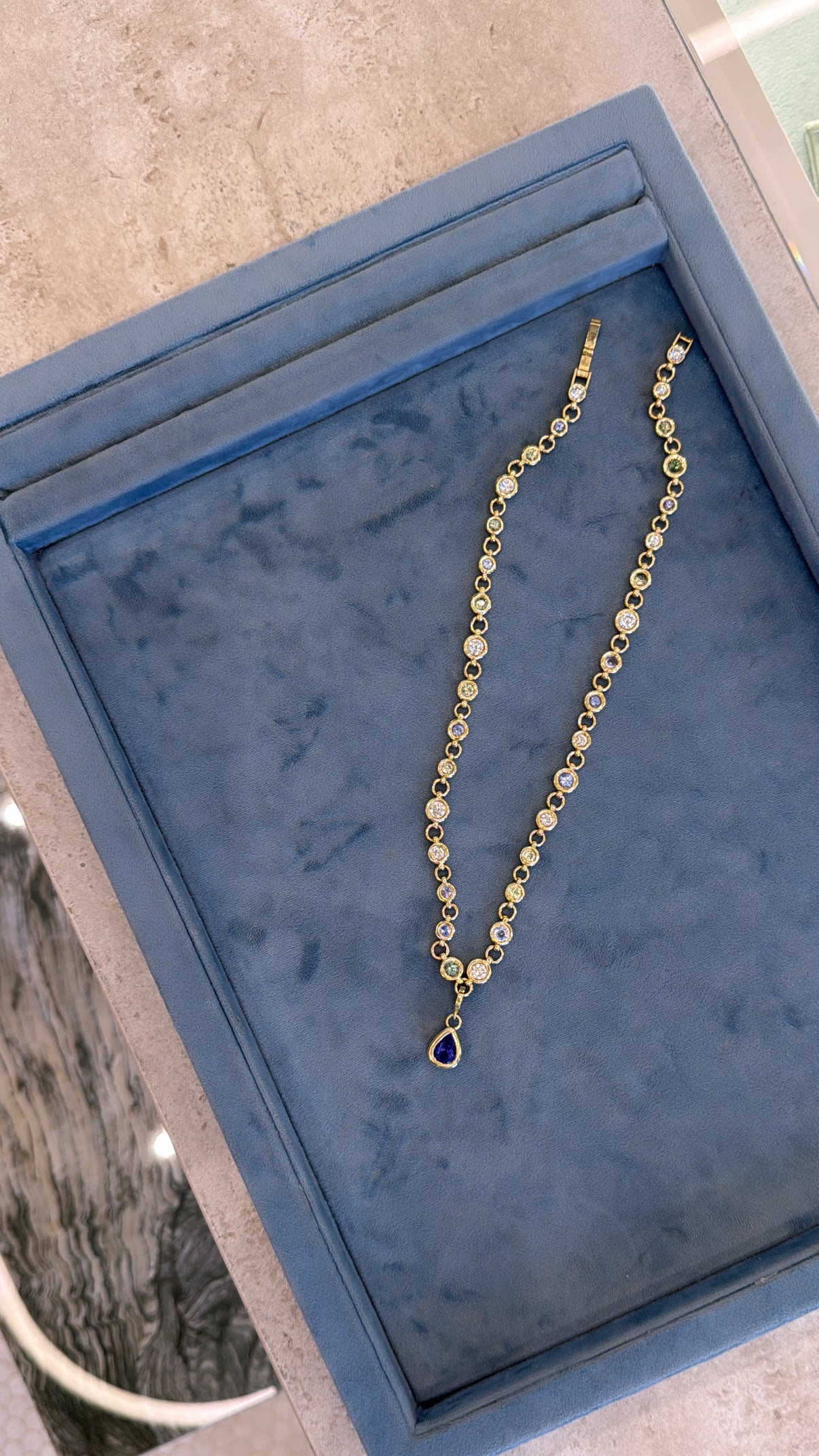 Sybil Sapphire and Diamond Tennis Necklace – Henri Noël