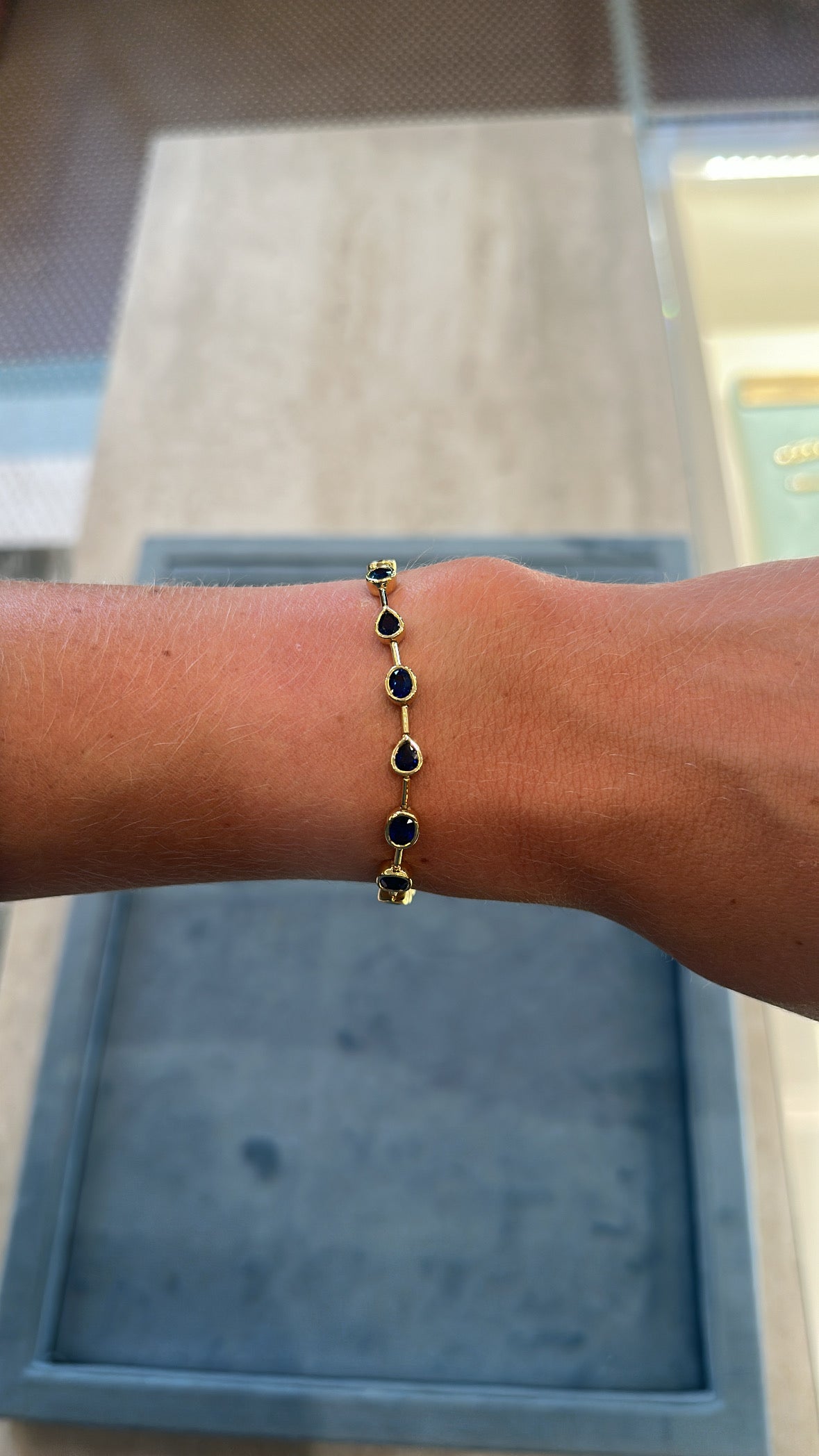 Fancy Shaped Blue Sapphire Bezel Bracelet – Henri Noël