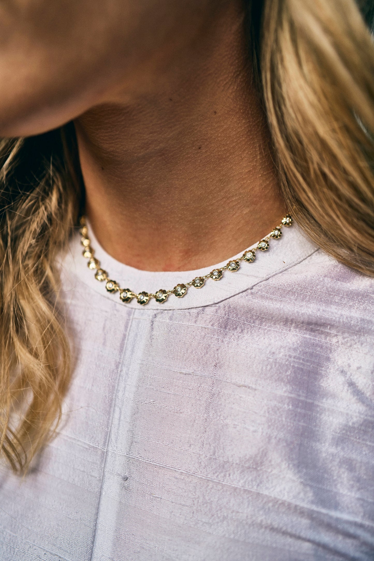 Daisy Scalloped Tennis Necklace – Henri Noël