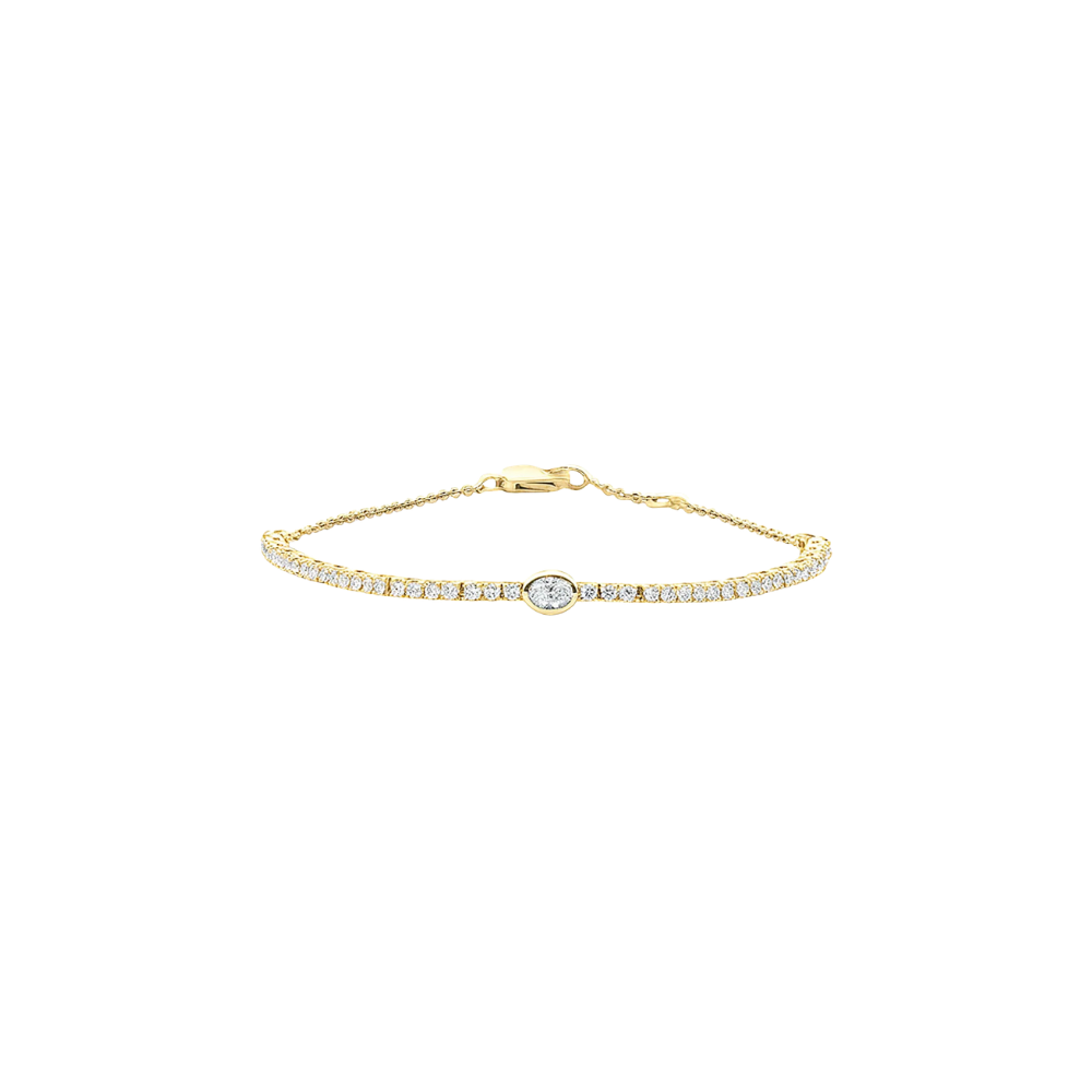 Diamond Bracelet with Bezel Oval Center