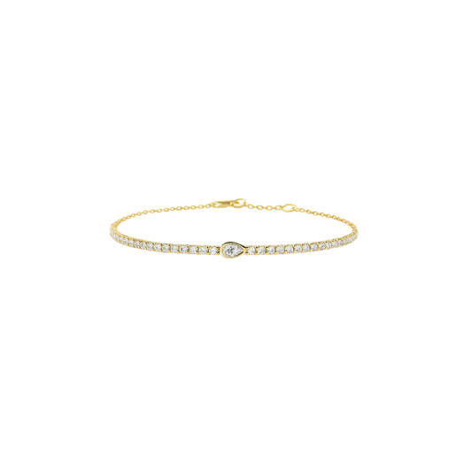 Diamond Bracelet with Bezel Pear Center