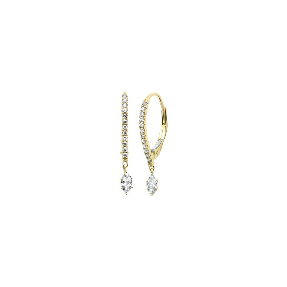 Diamond Hoop with Diamond Dangle – Henri Noël