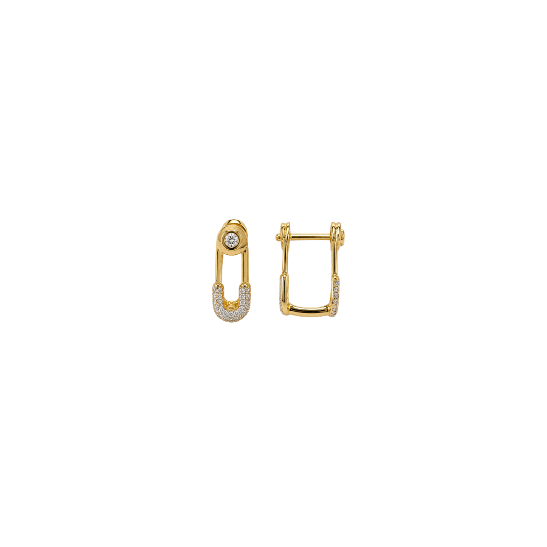 Diamond Paperclip Huggies – Henri Noël