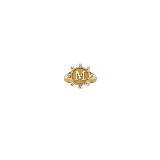 Diamond Sun Initial Pinky Ring – Henri Noël