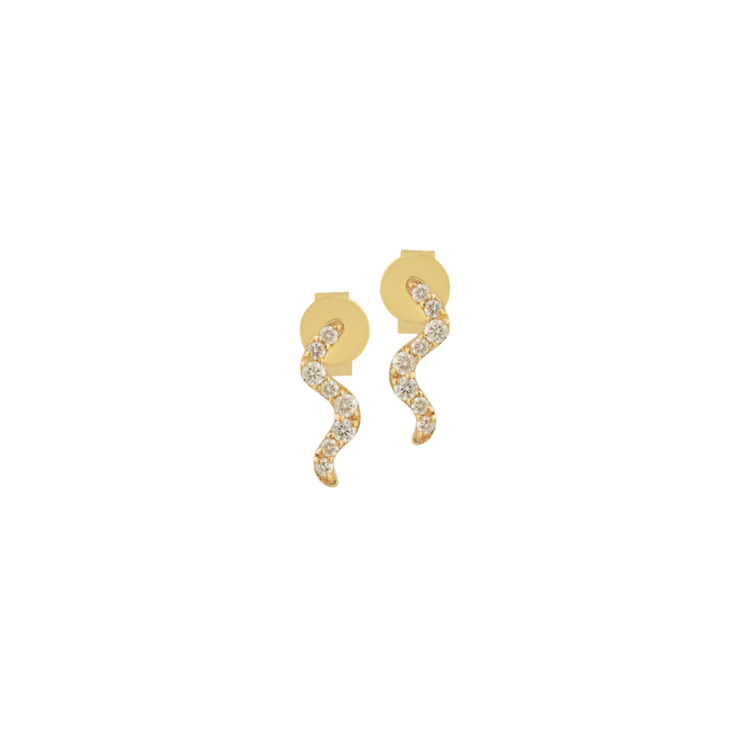 Diamond Wavy Line Drop Earrings