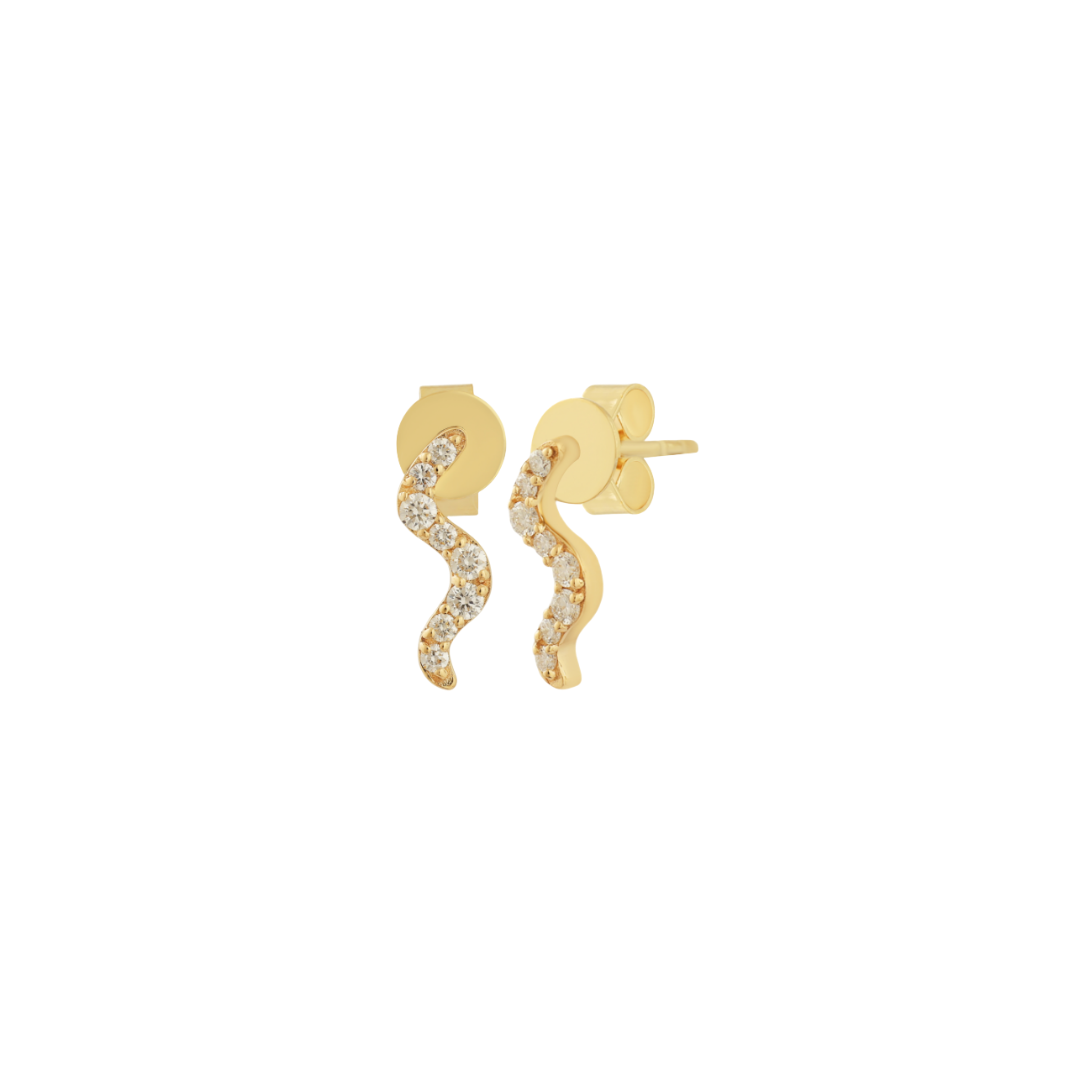 Diamond Wavy Line Drop Earrings