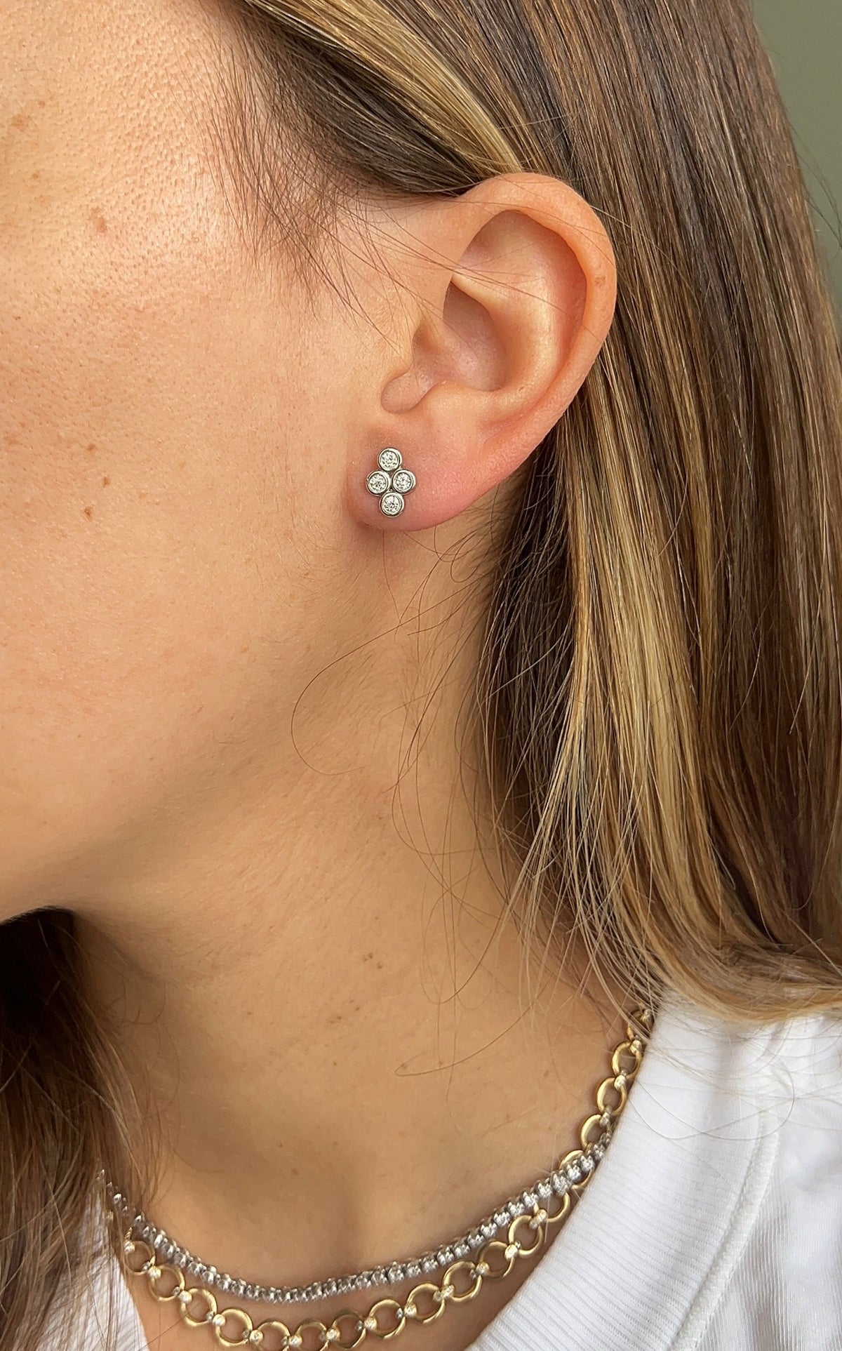Diamond Bezel Cluster Studs – Henri Noël