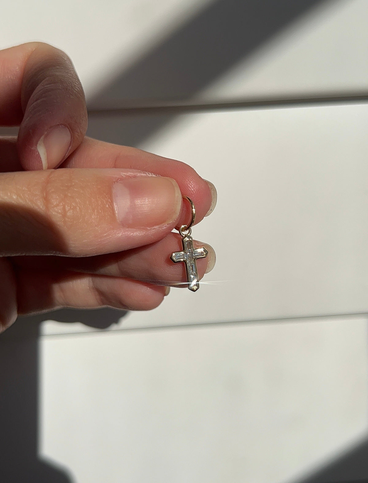 Diamond Bezel Cross Charm – Henri Noël