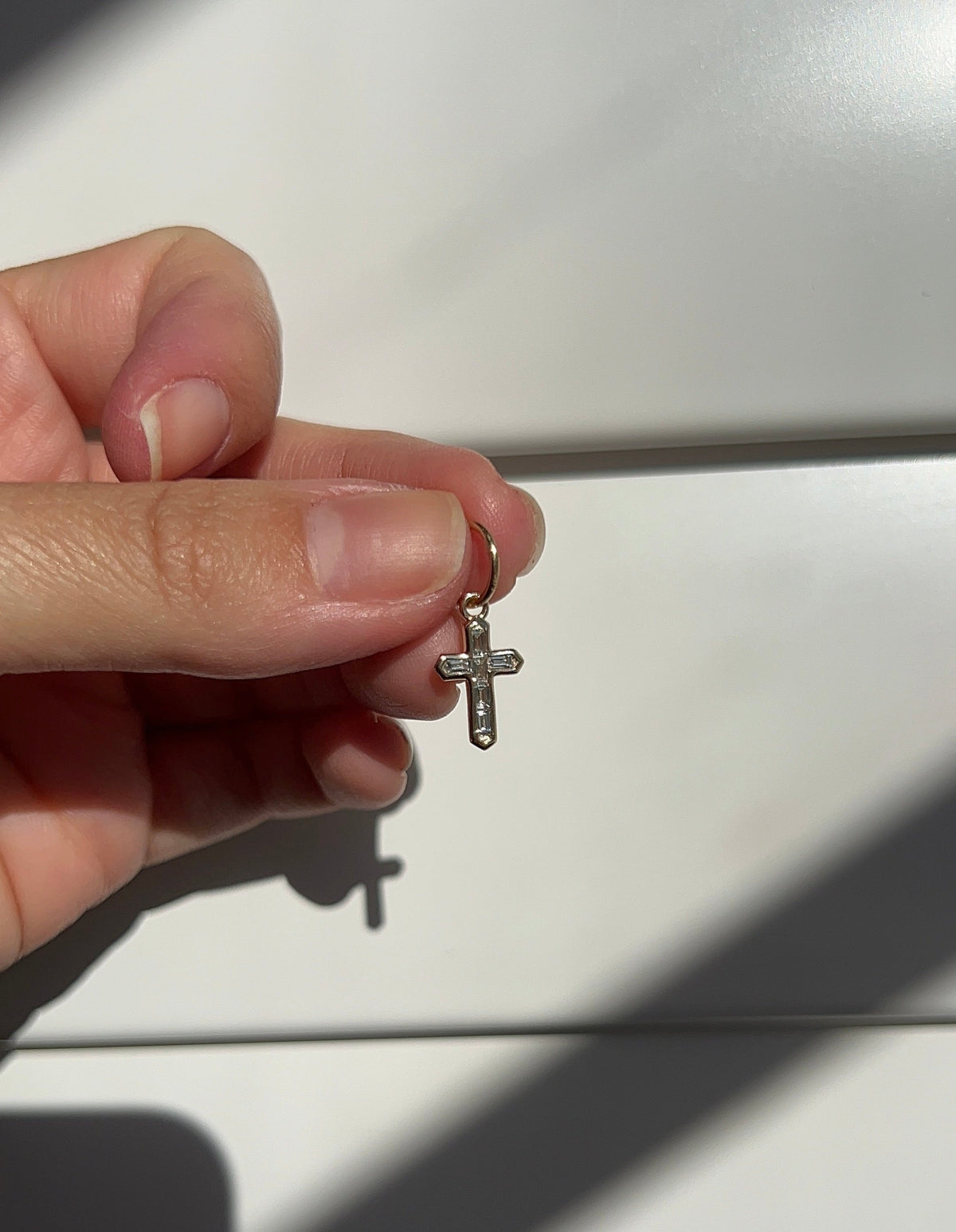 Diamond Bezel Cross Charm – Henri Noël