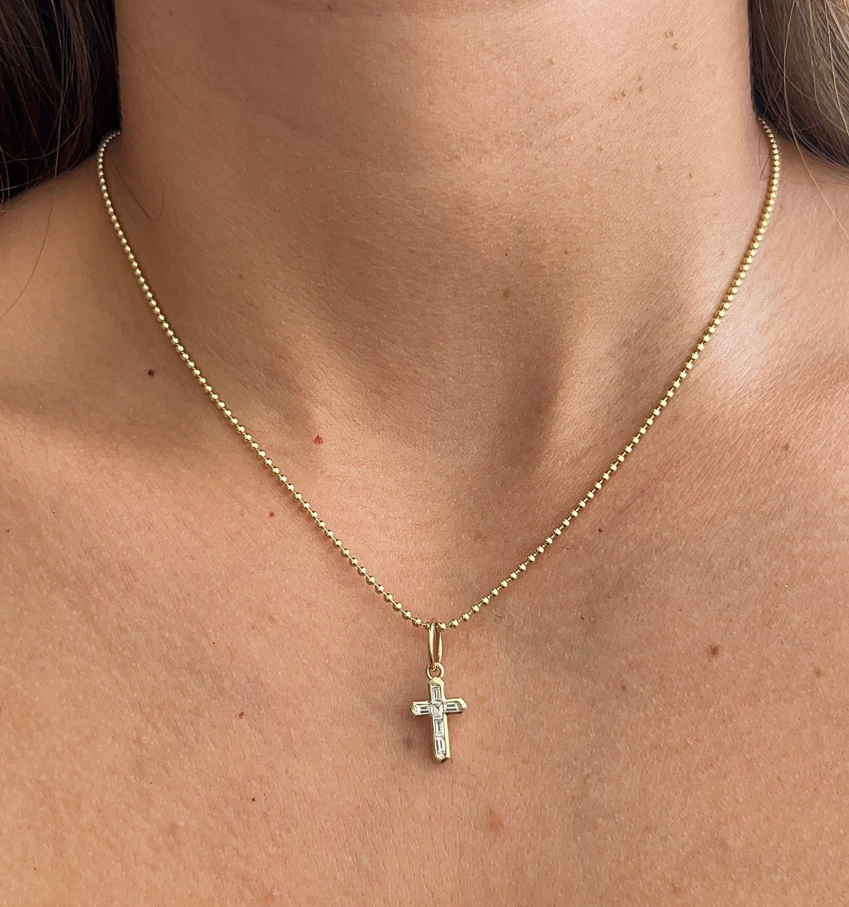 Diamond Bezel Cross Charm – Henri Noël