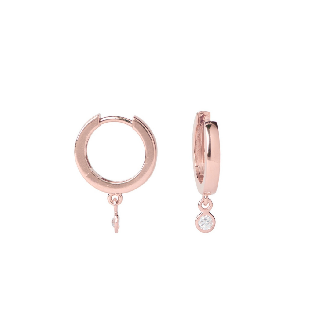 Diamond Bezel Drop Earrings- rose gold